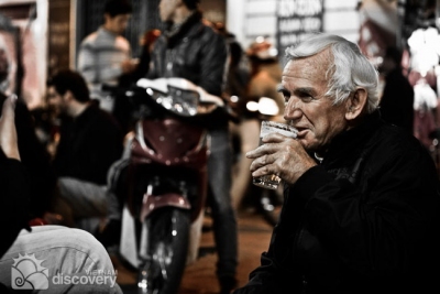 Enjoying streetside beer in Hanoi Old Quarter - 24 hour hanoi city tour