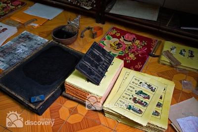 Wood Stuff for making Dong Ho Painting - cycling short trip from Hanoi